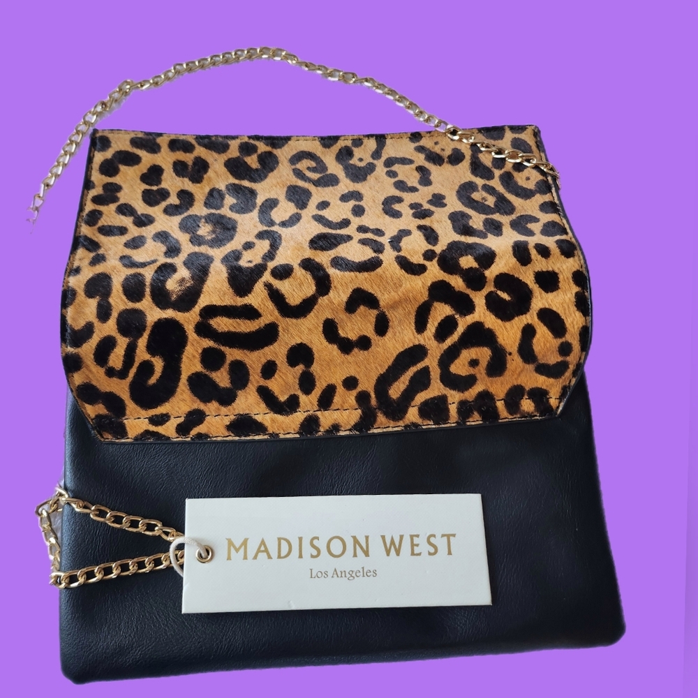 MADISON WEST CHEETAH PRINT DESIGN CROSSBODY/CLUTCH/BAG/PURSE BNWT - Picture 3 of 7